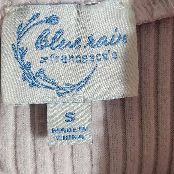 Francesca's Blue Rain white ribbed knit mock neck cropped length top small - Picture 5 of 7